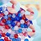 240pcs 4th of July Glass Beads, 6 Color Patriotic Beads 8mm Red White Blue Glass Bead Round Crackle Loose Bead for Beaded Baseball Necklace Bracelet DIY Jewelry Crafts Independence Day